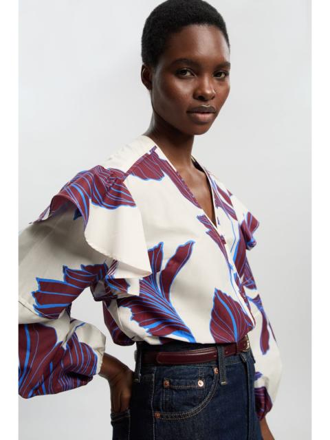 Graphic Floral Cotton Sateen Woven Shirt