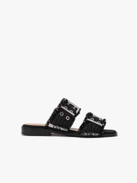 DENIM FEMININE BUCKLE TWO-STRAP SANDALS