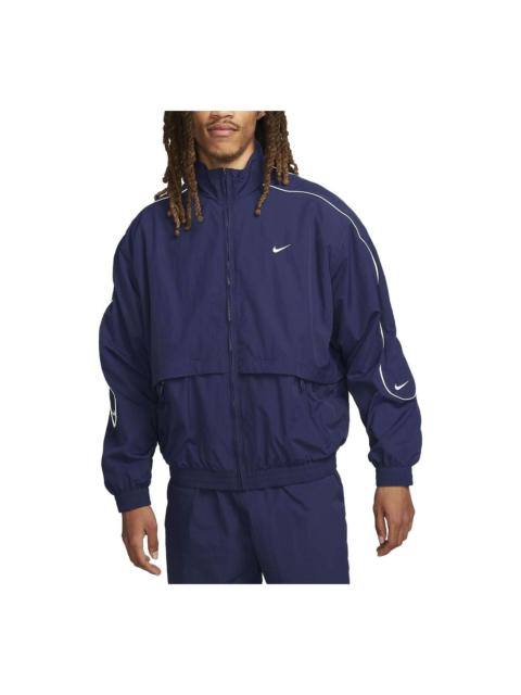 Nike Sportswear Solo Swoosh Woven Track Jackets 'Navy' FB8622-410