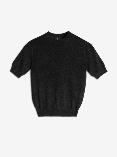 Short Sleeve Sweater in Black Lurex