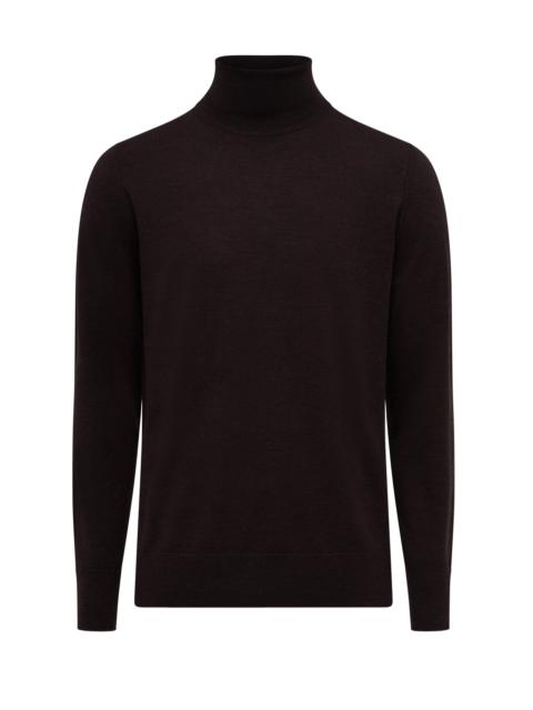 Jermaine Knit Turtleneck in Chocolate Merino Wool
