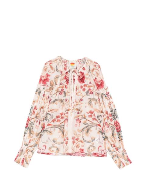 floral-print V-neck blouse