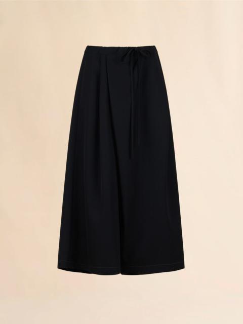 BLACK BATAVIA WOOL LOW-CROTCH TROUSERS