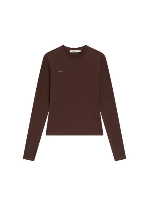 Womens Cotton-Stretch Long-Sleeved Top - Mahogany Brown