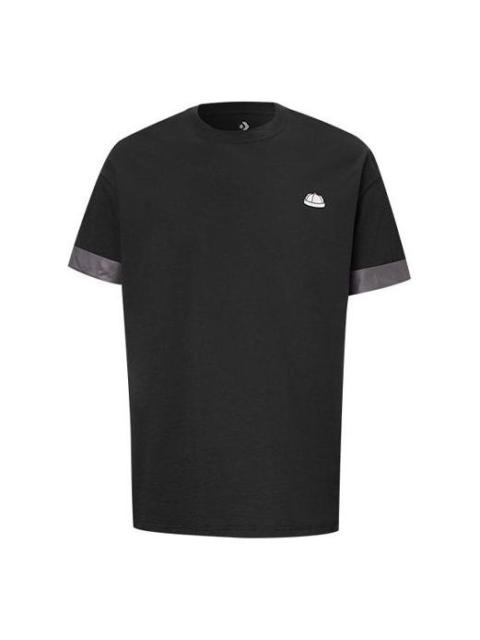 Men's Converse City Short Sleeve Tee Cuff Contrasting Colors Sports Round Neck Black 10020858-A02