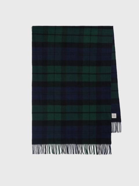 Checked cashmere scarf midnight/green