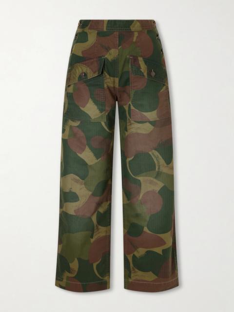 Camouflage-print Cotton Wide-leg Pants
