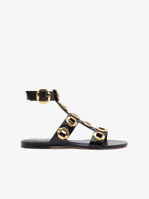 Milan Gladiator Flat In Black Leather