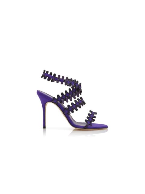 Purple Suede Ankle Strap Sandals