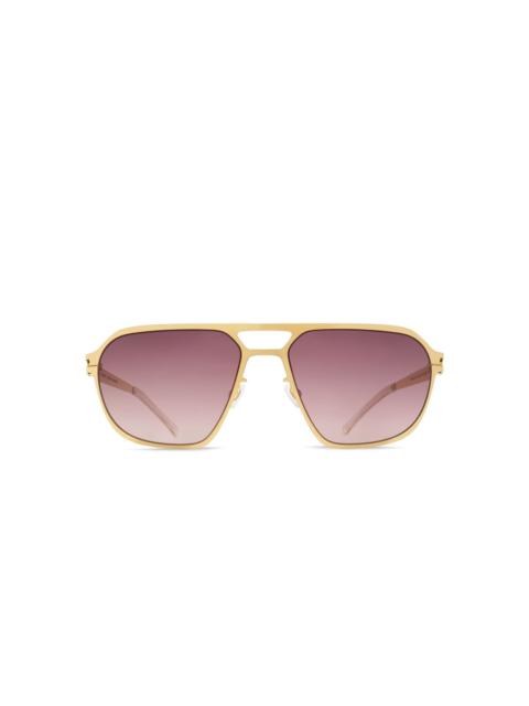 Sinclair glossy-gold geometric sunglasses