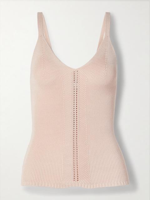 Gene Pointelle-knit Silk And Cotton-blend Tank