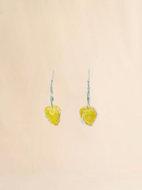 YELLOW ENAMELLED TULIP EARRINGS