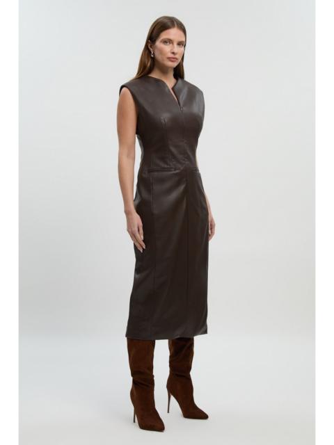 Faux Leather Tailored Pencil Dress