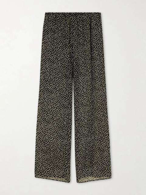 Polka-dot Silk Straight-leg Pants