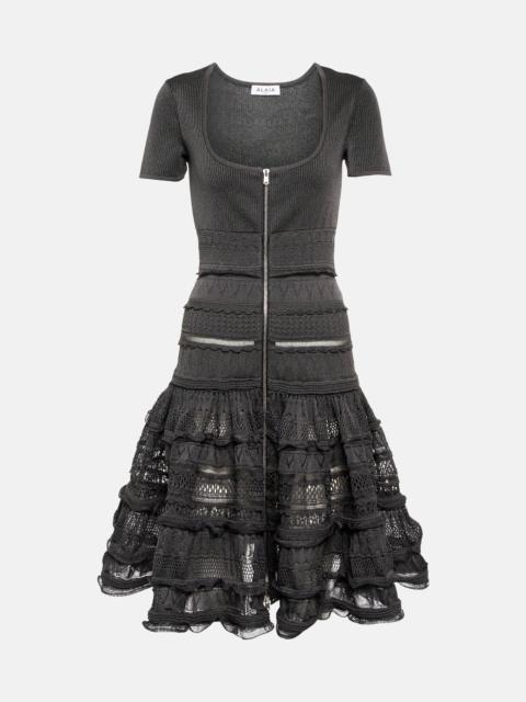 Ruffled knit midi dress