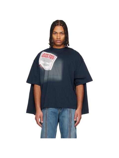 Navy 'The Gaultier Label' Double T-shirt