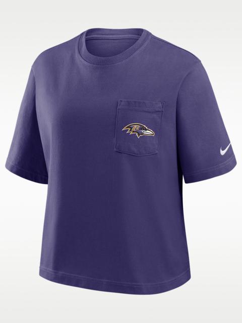 Baltimore Ravens Rewind Pocket Boxy Women's Nike NFL T-Shirt