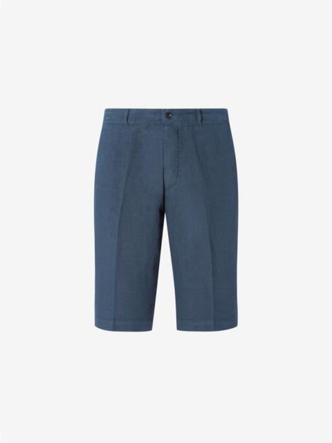 Blue pure linen Bermuda shorts