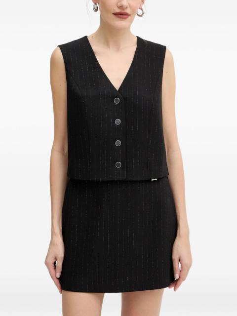 button pinstripe top