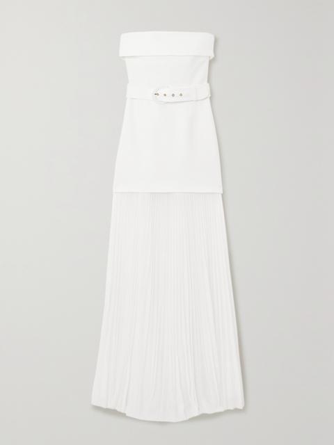 Cyndi Strapless Stretch-crepe And Swiss-dot Mesh Gown