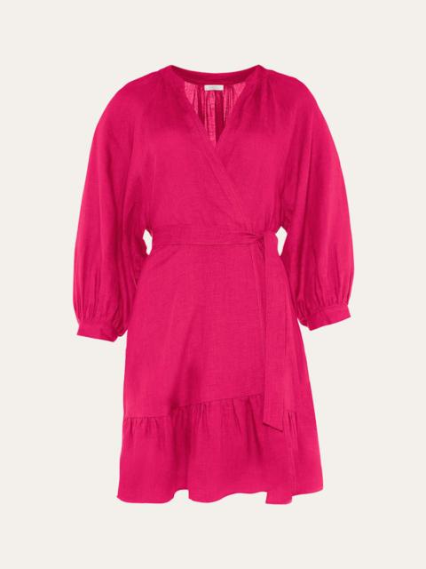 Aimant Mini Linen Wrap Dress