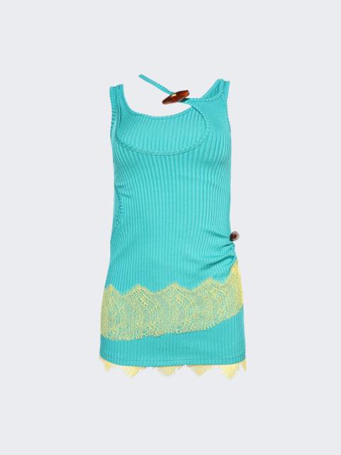 Corrugated Lace Toggle Dress Teal