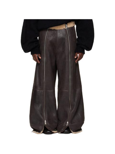 SSENSE Exclusive Brown Shearling Flight Pants