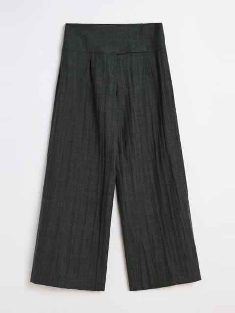 Girdle Trouser Stone Grey Plisse Wool