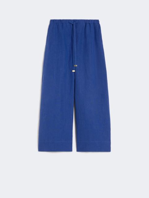 Linen drawstring trousers - CORNFLOWER BLUE