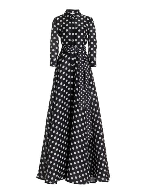 Printed Silk Trench Gown black/white