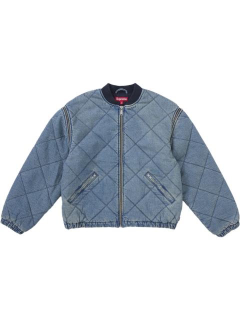 Supreme Zip-Off Sleeve Quilted Bomber Jacket Denim