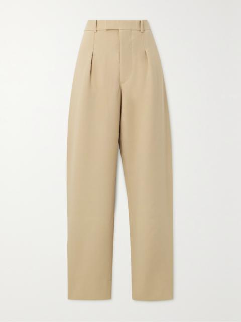 + Hailey Bieber Pleated Wool-crepe Wide-leg Pants