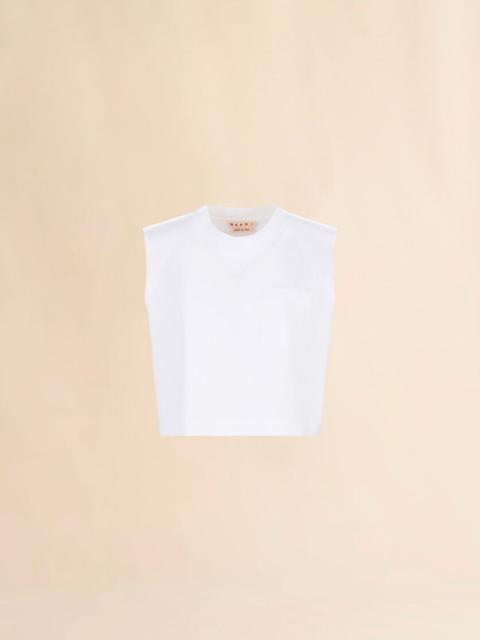 WHITE COTTON SLEEVELESS T-SHIRT WITH TRUNKAROO DETAIL
