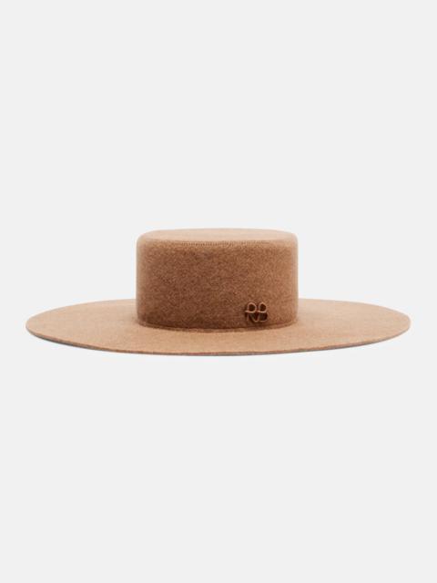 Monogram wool-blend felt canotier hat