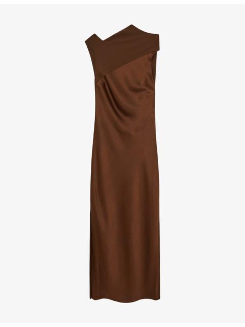Alula Tie-Back Satin Midi Dress