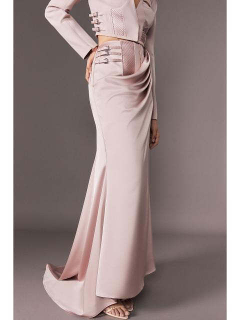 Archive Collection - Tailored Satin Drape Corset Detail Fishtail Maxi Skirt