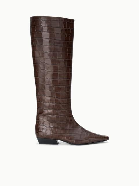 STAUD WALLY FLAT BOOT ESPRESSO CROCO