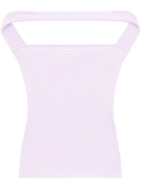 cut-out ribbed knit top