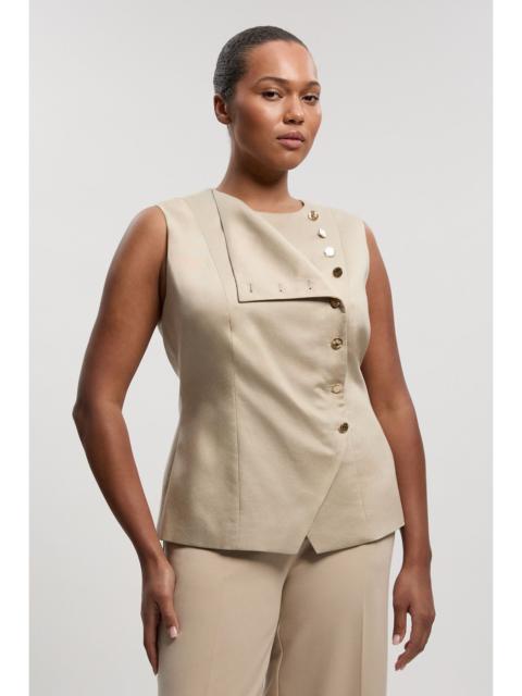 Plus Size Tailored Linen Button Front Top