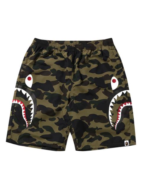 BAPE 1St Camo Side Shark Beach Shorts 'Green'