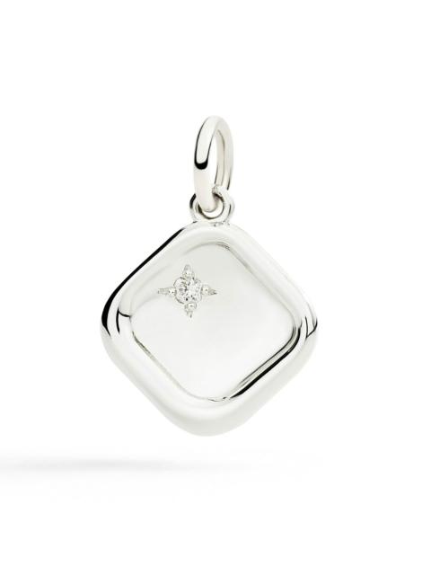 SILVER & WHITE DIAMOND SIGNET CHARM