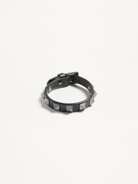 ROCKSTUD LEATHER BRACELET WITH RUTHENIUM STUDS