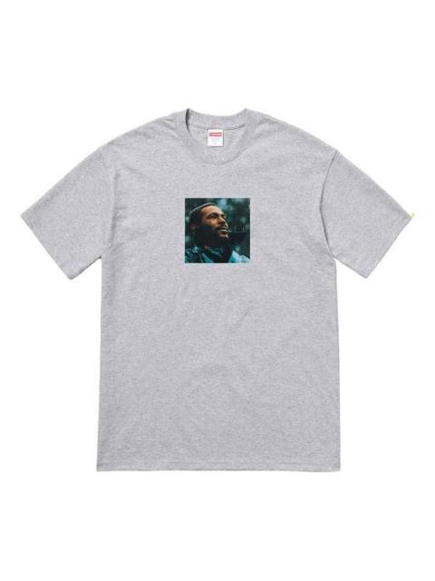 Supreme FW18 Marvin Gaye Tee Heather Grey Character Printing Short Sleeve Unisex Gray T-Shirt SUP-FW