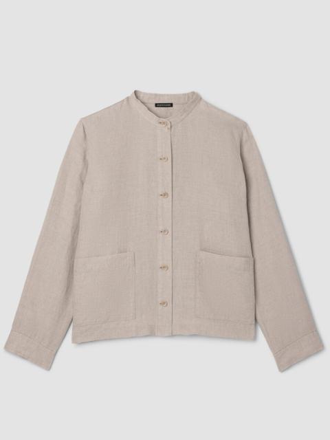 Organic Linen Band Collar Shirt Jacket