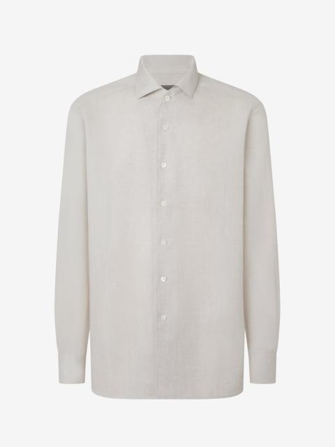 Sandy beige pure chambray linen shirt