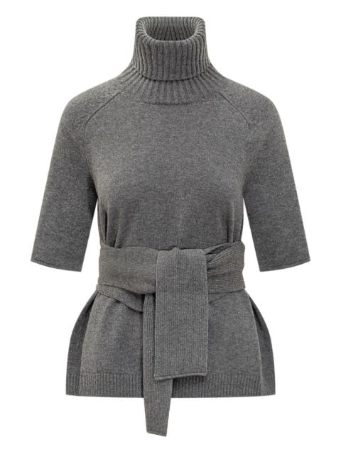 turtleneck belted top