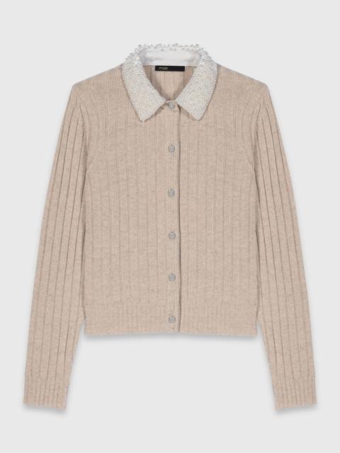 Cardigan with removable bead collar