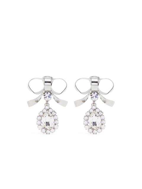 crystal-embellished bow drop earrings