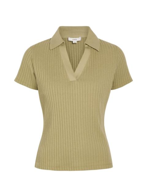 ribbed V-neck top