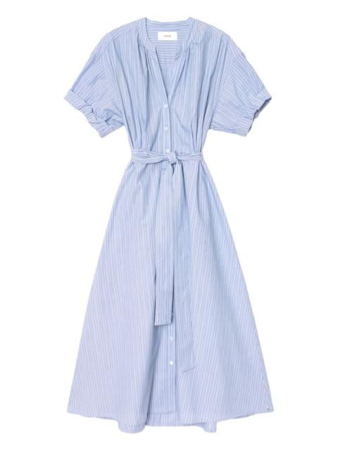 belted striped midi dress